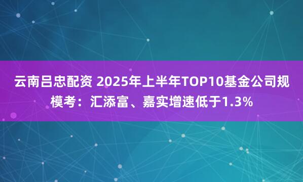 云南吕忠配资 2025年上半年TOP10基金公司规模考：汇添富、嘉实增速低于1.3%